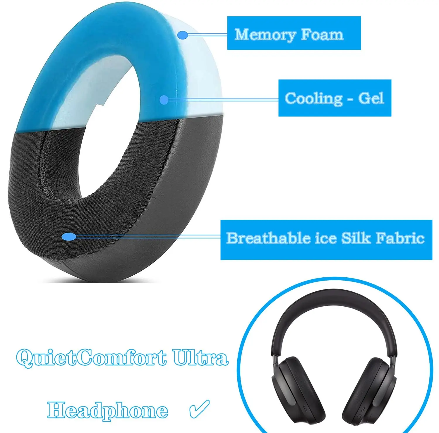 MOUDUNG Cooling Gel Ear Pads f - đánh giá và giá Bose Headphone Qc Ultra