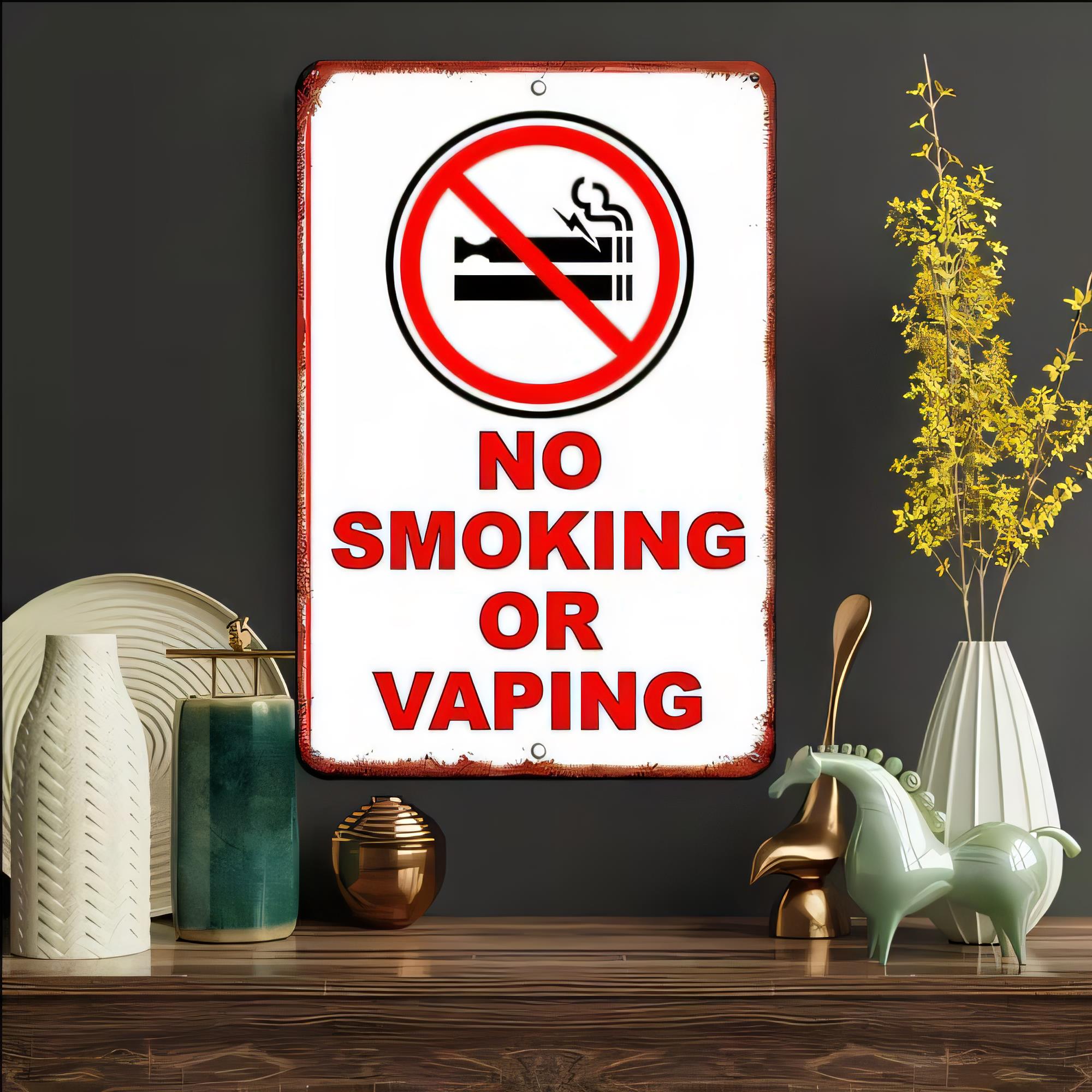 Tin Sign No Smoking Or Vaping  - đánh giá và giá Vape Decoration